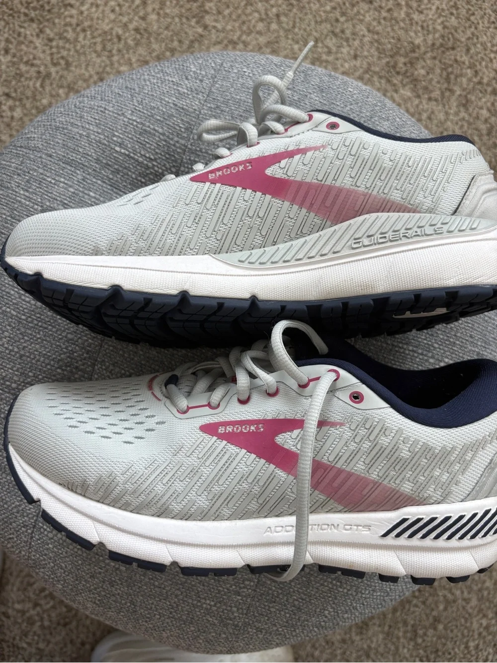 Brooks Women’s light Gray/ Pink Addiction GTS Running Shoes